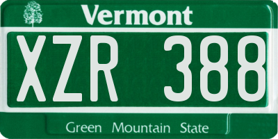 VT license plate XZR388