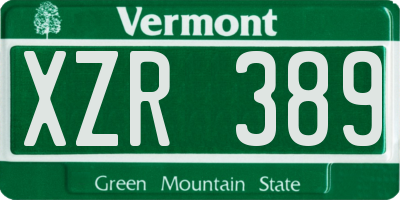 VT license plate XZR389