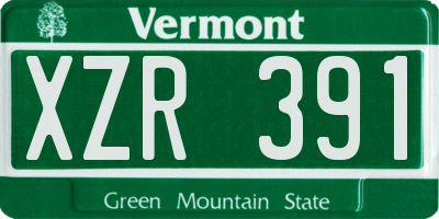 VT license plate XZR391