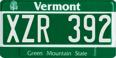 VT license plate XZR392