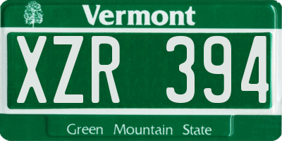 VT license plate XZR394