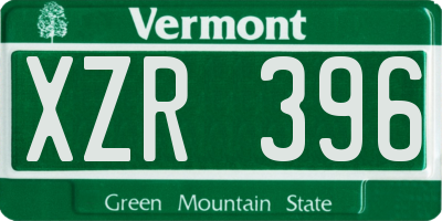 VT license plate XZR396