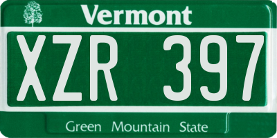 VT license plate XZR397