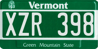 VT license plate XZR398