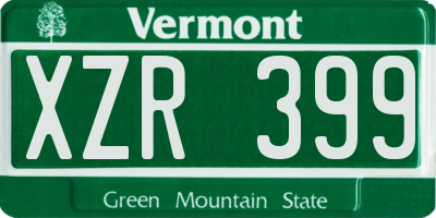 VT license plate XZR399