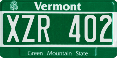 VT license plate XZR402