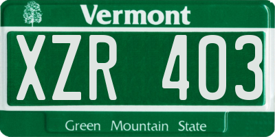 VT license plate XZR403
