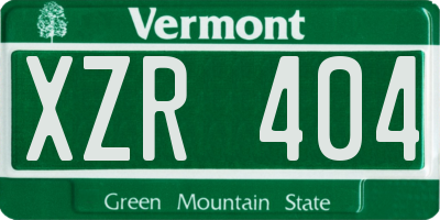 VT license plate XZR404