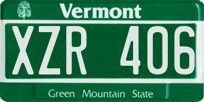 VT license plate XZR406