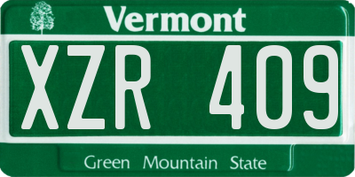VT license plate XZR409