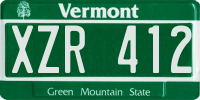 VT license plate XZR412