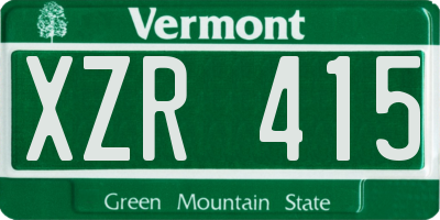 VT license plate XZR415