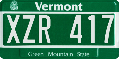 VT license plate XZR417