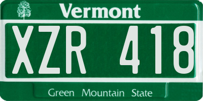 VT license plate XZR418