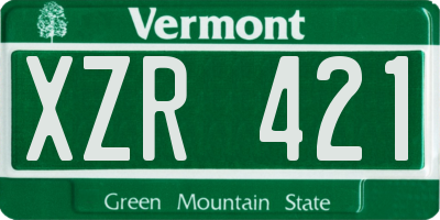 VT license plate XZR421
