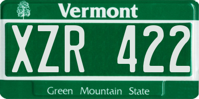 VT license plate XZR422