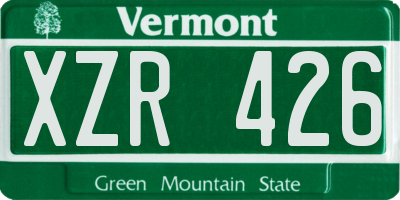 VT license plate XZR426