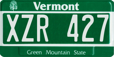 VT license plate XZR427