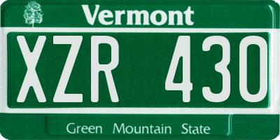 VT license plate XZR430