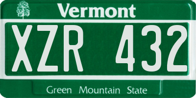 VT license plate XZR432