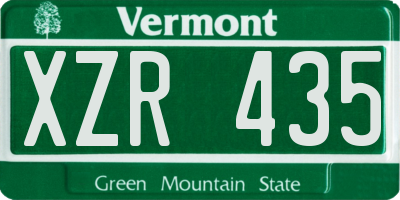 VT license plate XZR435