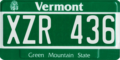 VT license plate XZR436