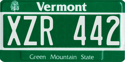VT license plate XZR442