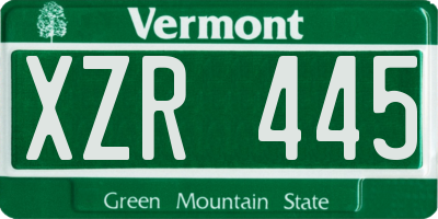VT license plate XZR445