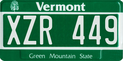 VT license plate XZR449