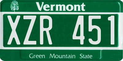 VT license plate XZR451