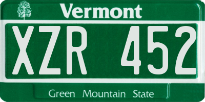 VT license plate XZR452