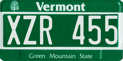 VT license plate XZR455