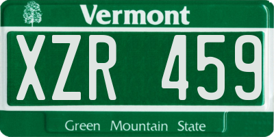 VT license plate XZR459