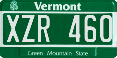 VT license plate XZR460