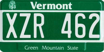 VT license plate XZR462