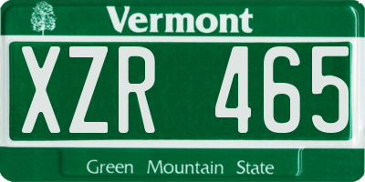 VT license plate XZR465