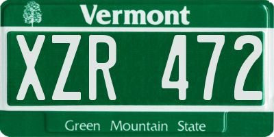 VT license plate XZR472