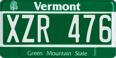 VT license plate XZR476