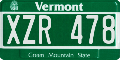 VT license plate XZR478