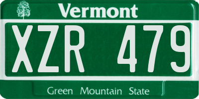 VT license plate XZR479