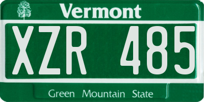 VT license plate XZR485