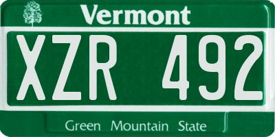VT license plate XZR492