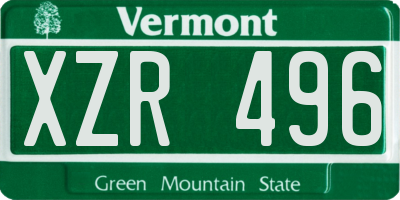 VT license plate XZR496