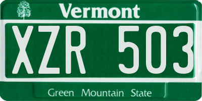 VT license plate XZR503