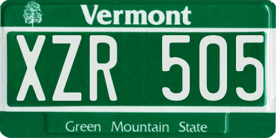 VT license plate XZR505