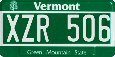 VT license plate XZR506