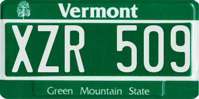 VT license plate XZR509
