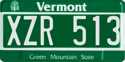 VT license plate XZR513