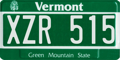 VT license plate XZR515