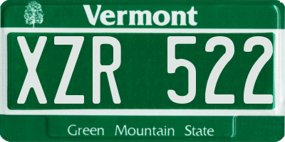 VT license plate XZR522